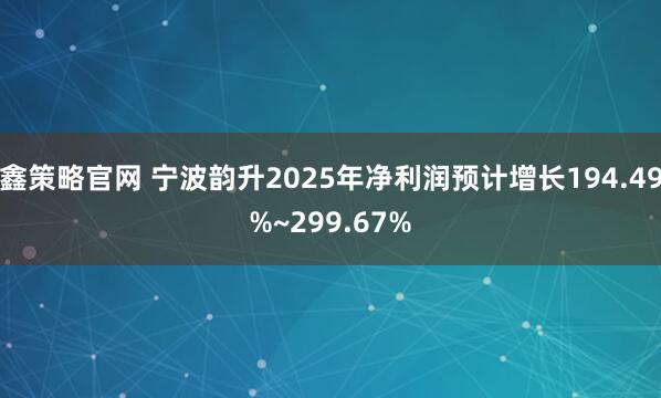 鑫策略官网 宁波韵升2025年净利润预计增长194.49%~299.67%